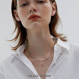 Dual Layer Beaded Chain Necklace