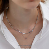 Dual Layer Beaded Chain Necklace