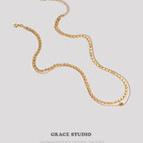 Dual Layer Beaded Chain Necklace
