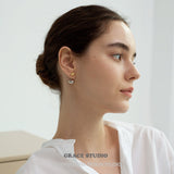 Duo Tone Oval Drop Earrings