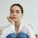 Duo Tone Oval Drop Earrings