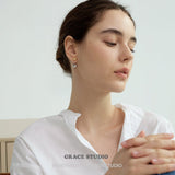 Duo Tone Oval Drop Earrings