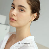 Duo Tone Oval Drop Earrings