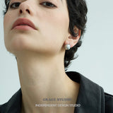 Classic Grey Pearl Drop Stud Earrings