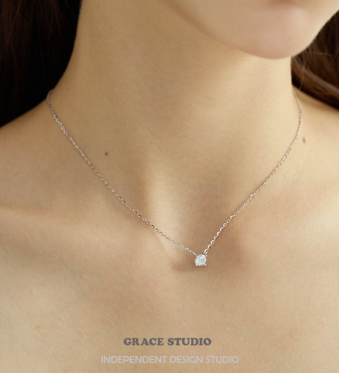 Round Moissanite Solitaire Necklace