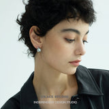 Classic Grey Pearl Drop Stud Earrings
