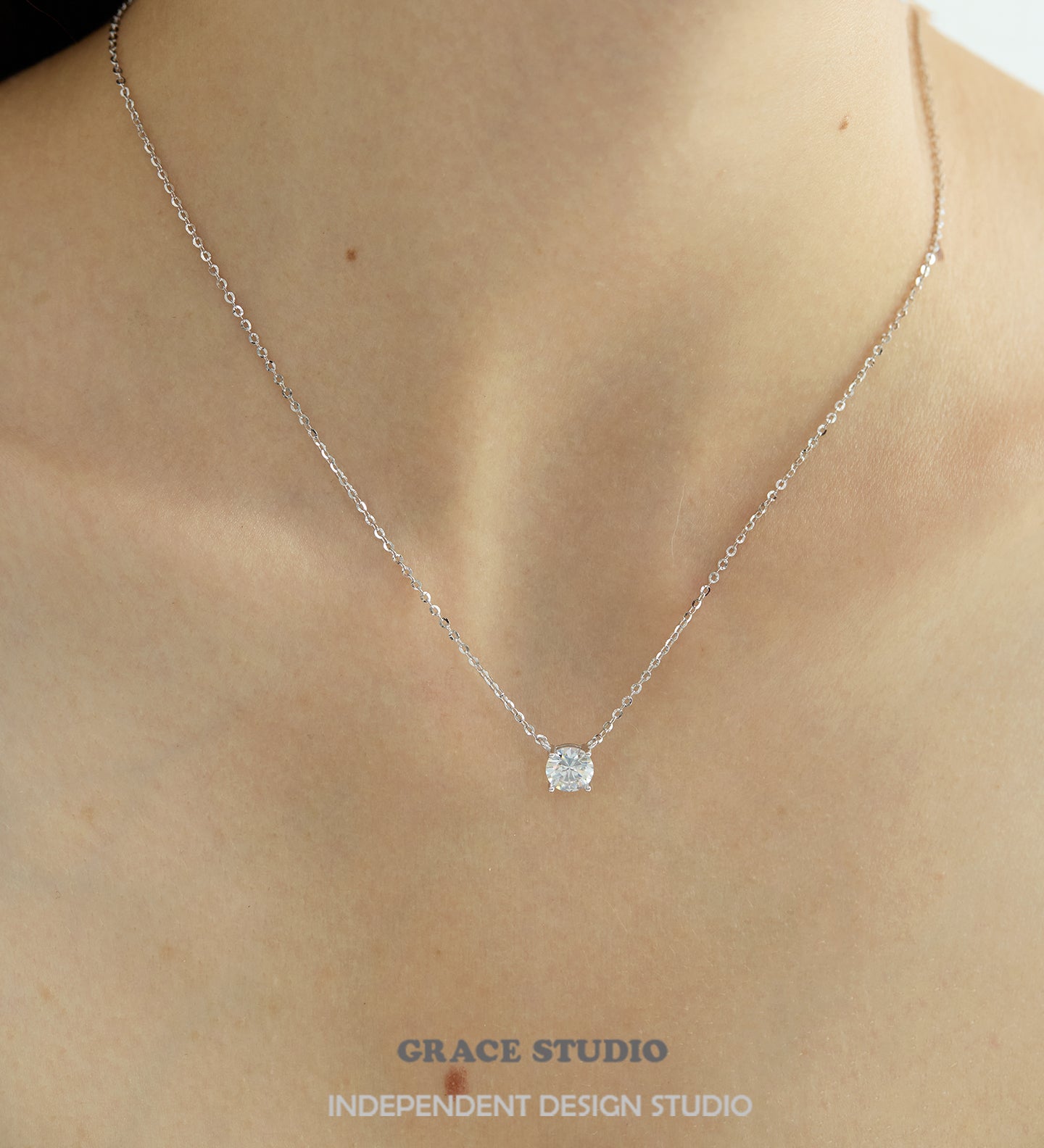 Round Moissanite Solitaire Necklace