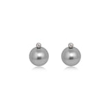 Classic Grey Pearl Drop Stud Earrings
