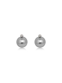 Classic Grey Pearl Drop Stud Earrings - Grace Studio