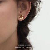 Heart Knot Enamel Stud Earrings