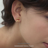 Heart Knot Enamel Stud Earrings