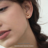 Heart Knot Enamel Stud Earrings