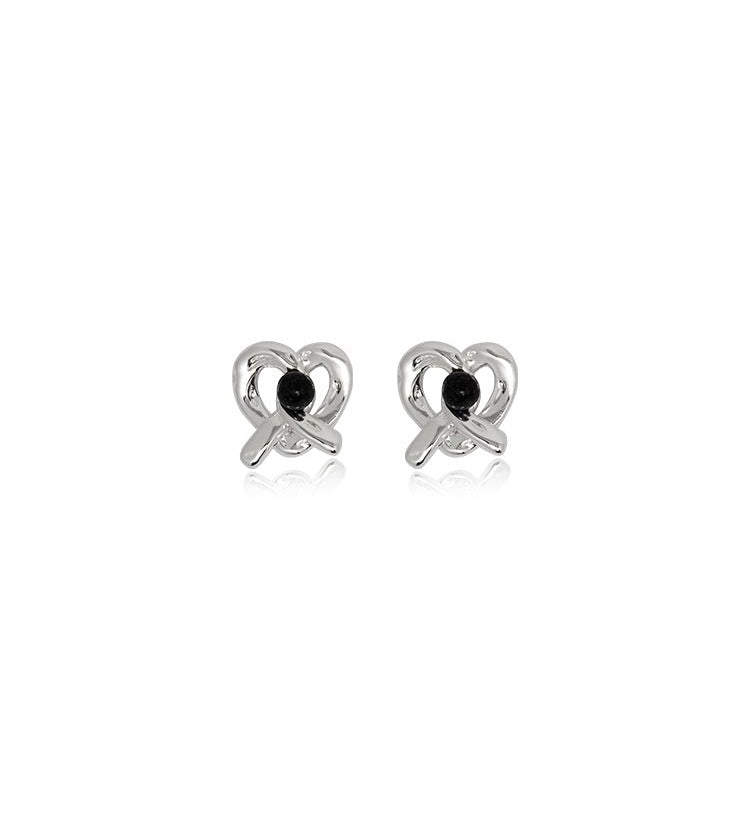 Heart Knot Enamel Stud Earrings