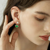 Enamel Heart Pearl Drop Earrings