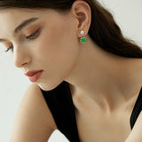 Enamel Heart Pearl Drop Earrings