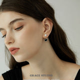 Enamel Heart Pearl Drop Earrings