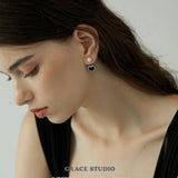 Enamel Heart Pearl Drop Earrings