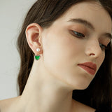 Enamel Heart Pearl Drop Earrings