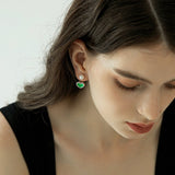 Enamel Heart Pearl Drop Earrings
