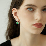 Enamel Heart Pearl Drop Earrings