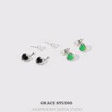 Enamel Heart Pearl Drop Earrings