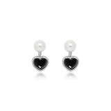 Enamel Heart Pearl Drop Earrings