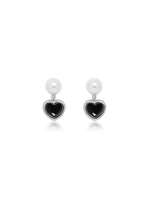 Enamel Heart Pearl Drop Earrings - Grace Studio