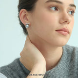 Minimalist Bar Pearl Stud Earrings