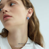 Minimalist Round Cabochon Stud Earrings