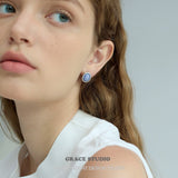 Minimalist Round Cabochon Stud Earrings