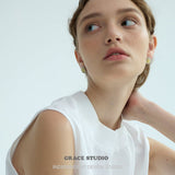 Minimalist Round Cabochon Stud Earrings