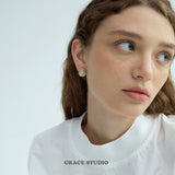 Minimalist Round Cabochon Stud Earrings