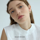 Minimalist Round Cabochon Stud Earrings