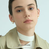 Minimalist Bar Pearl Stud Earrings