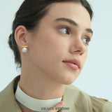 Minimalist Bar Pearl Stud Earrings