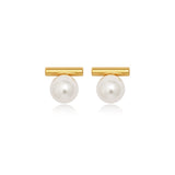 Minimalist Bar Pearl Stud Earrings