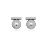Minimalist Bar Pearl Stud Earrings
