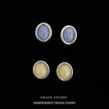 Minimalist Round Cabochon Stud Earrings