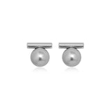 Minimalist Bar Pearl Stud Earrings