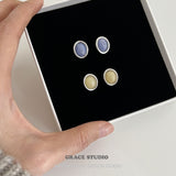 Minimalist Round Cabochon Stud Earrings