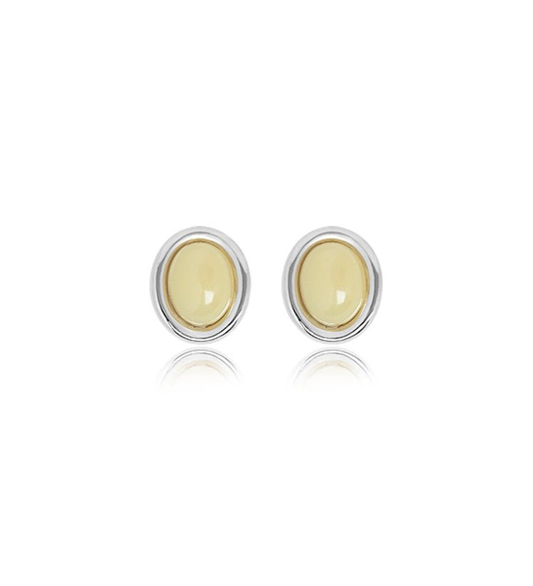 Minimalist Round Cabochon Stud Earrings