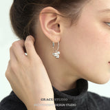 Whimsical Sphere Cluster Drop Hoop Earrings