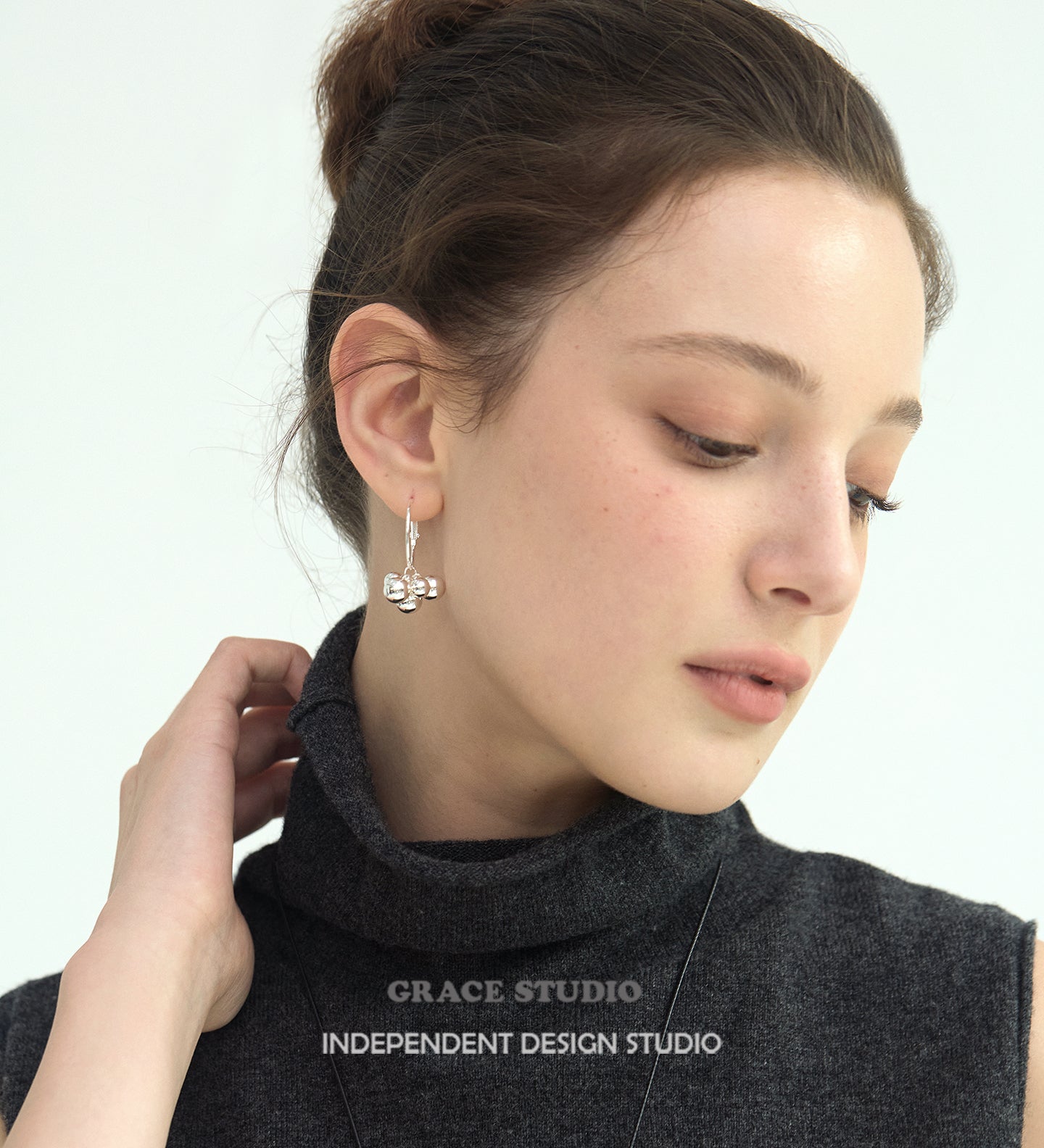 Whimsical Sphere Grape Cluster Dangle Hoop Earrings - Grace Studio
