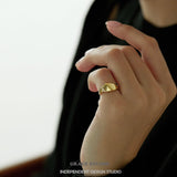 Sculpted Teardrop Adjustable Ring