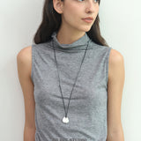 Irregular Molten Pebble Pendant Cord Necklace