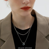 Heart Pendant Stainless Steel Layered Necklace