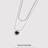 Heart Pendant Stainless Steel Layered Necklace