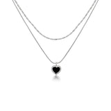 Heart Pendant Stainless Steel Layered Necklace
