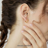 Ripple Twist Brass Hoop Earrings