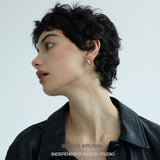 Bean Curve Copper Stud Earrings